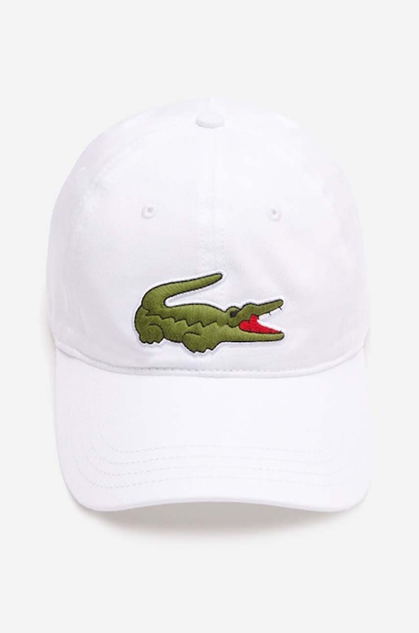 Lacoste șapcă de baseball din bumbac culoarea alb, cu imprimeu