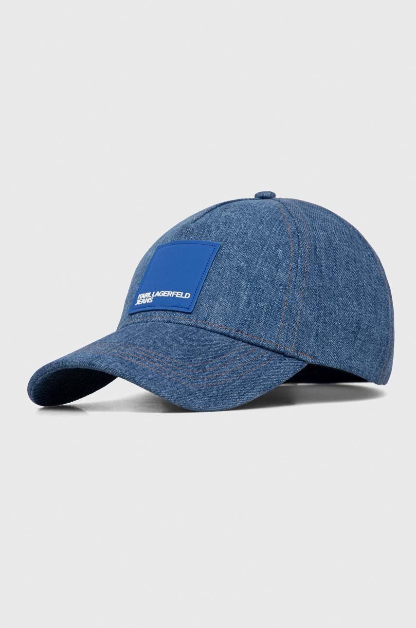 Karl Lagerfeld Jeans șapcă de baseball din denim culoarea albastru marin, cu imprimeu