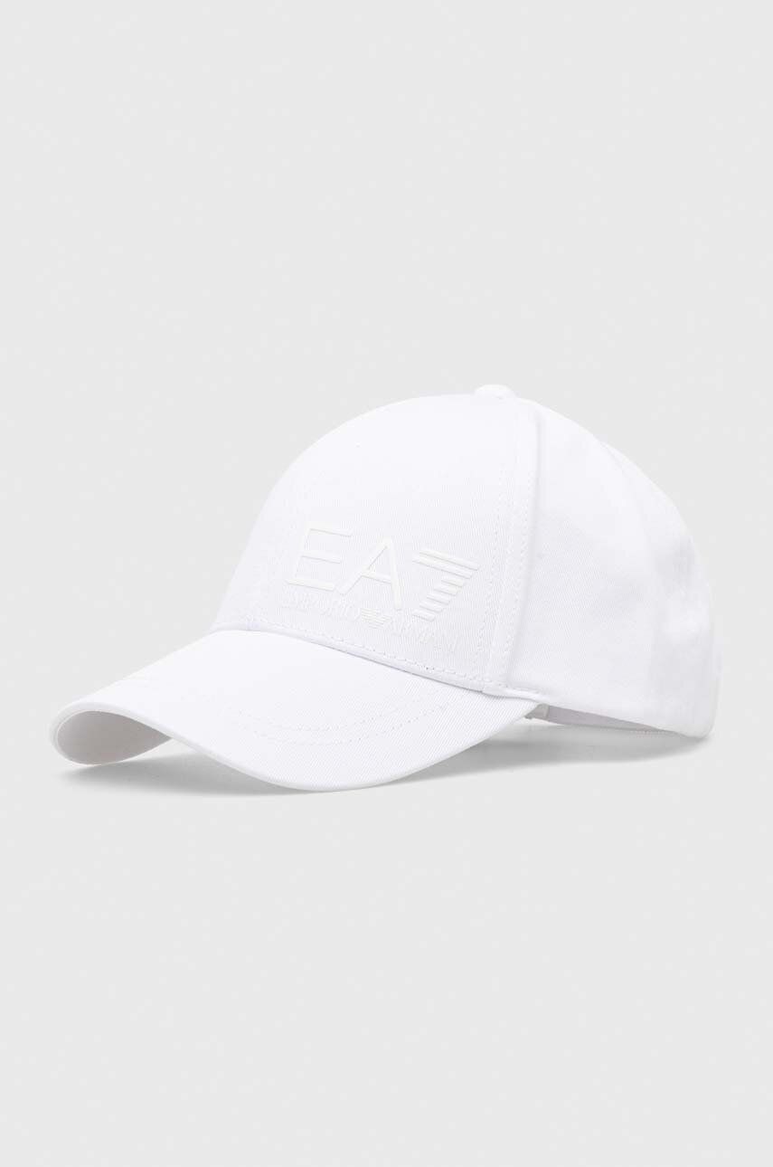 EA7 Emporio Armani șapcă De Baseball Din Bumbac Culoarea Alb, Cu Imprimeu