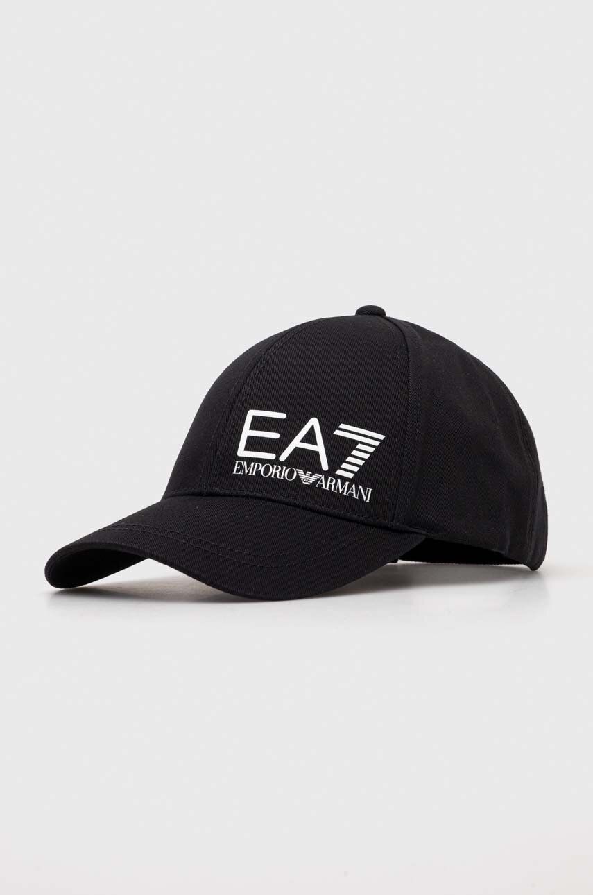 EA7 Emporio Armani șapcă De Baseball Din Bumbac Culoarea Negru, Cu Imprimeu