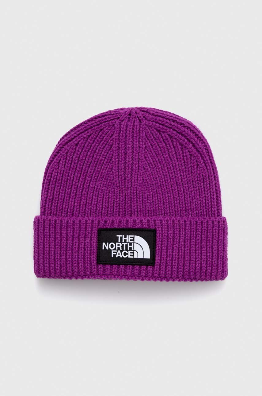 

Шапка The North Face цвет фиолетовый из толстого трикотажа