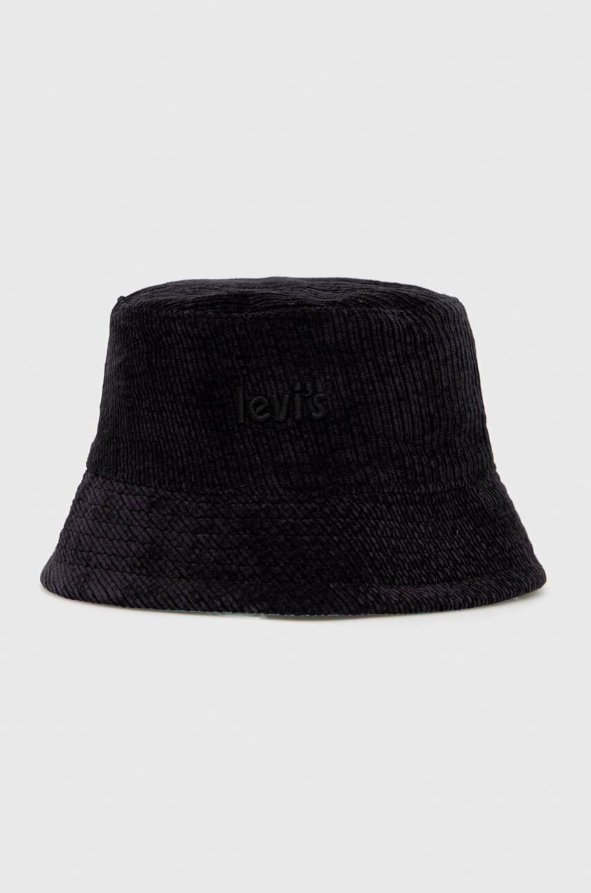 Oboustranný klobouk Levi′s černá barva - černá -  Materiál č. 1: 88 % Polyester