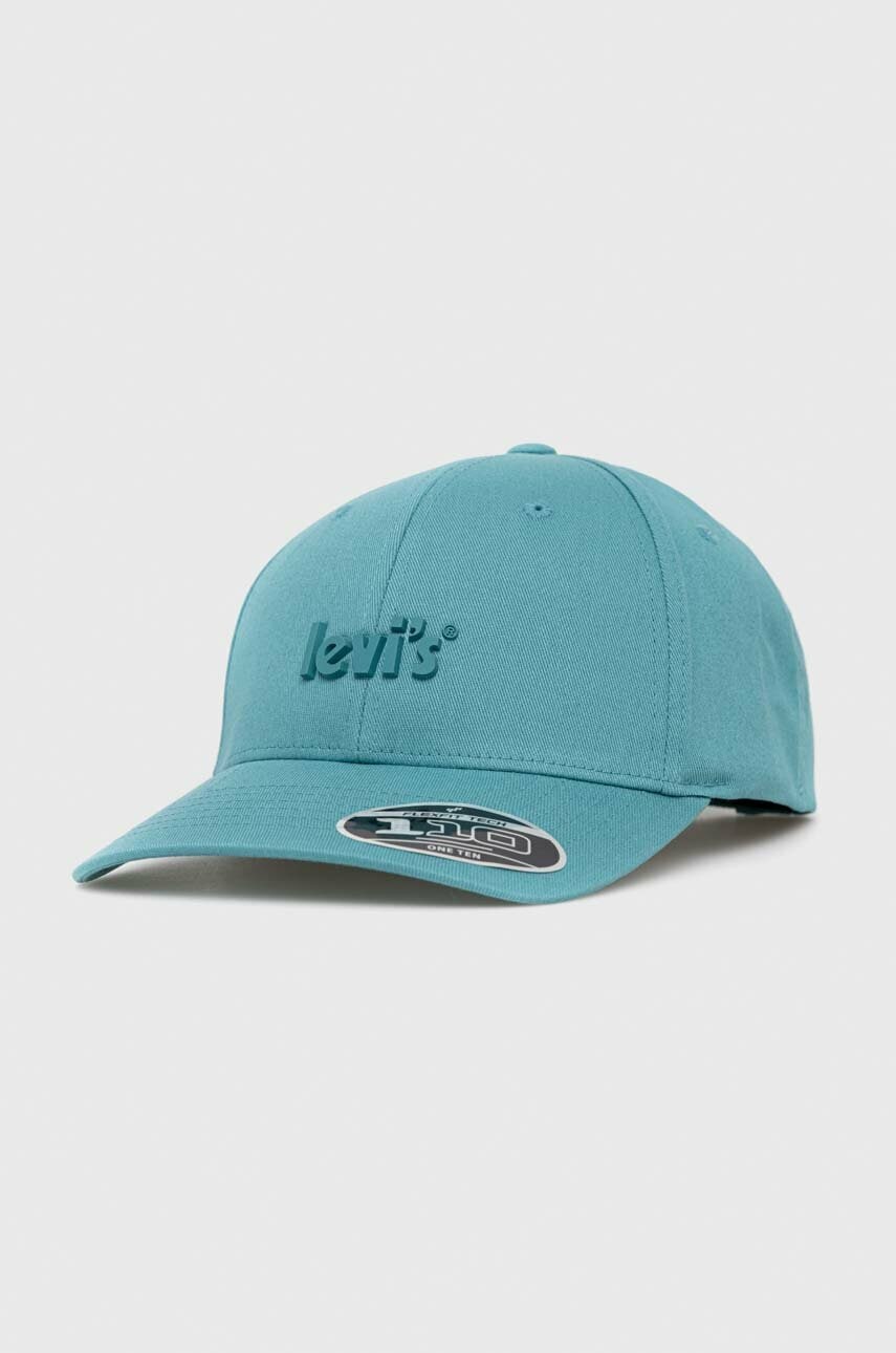 Levi's sapca culoarea turcoaz, cu imprimeu