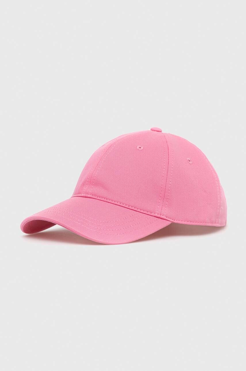 Lacoste sapca de baseball din bumbac culoarea roz, neted