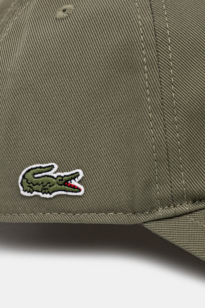 Хлопковая кепка Lacoste цвет зелёный однотонная RK0440 Хлопковая кепка Lacoste цвет зелёный однотонная RK0440