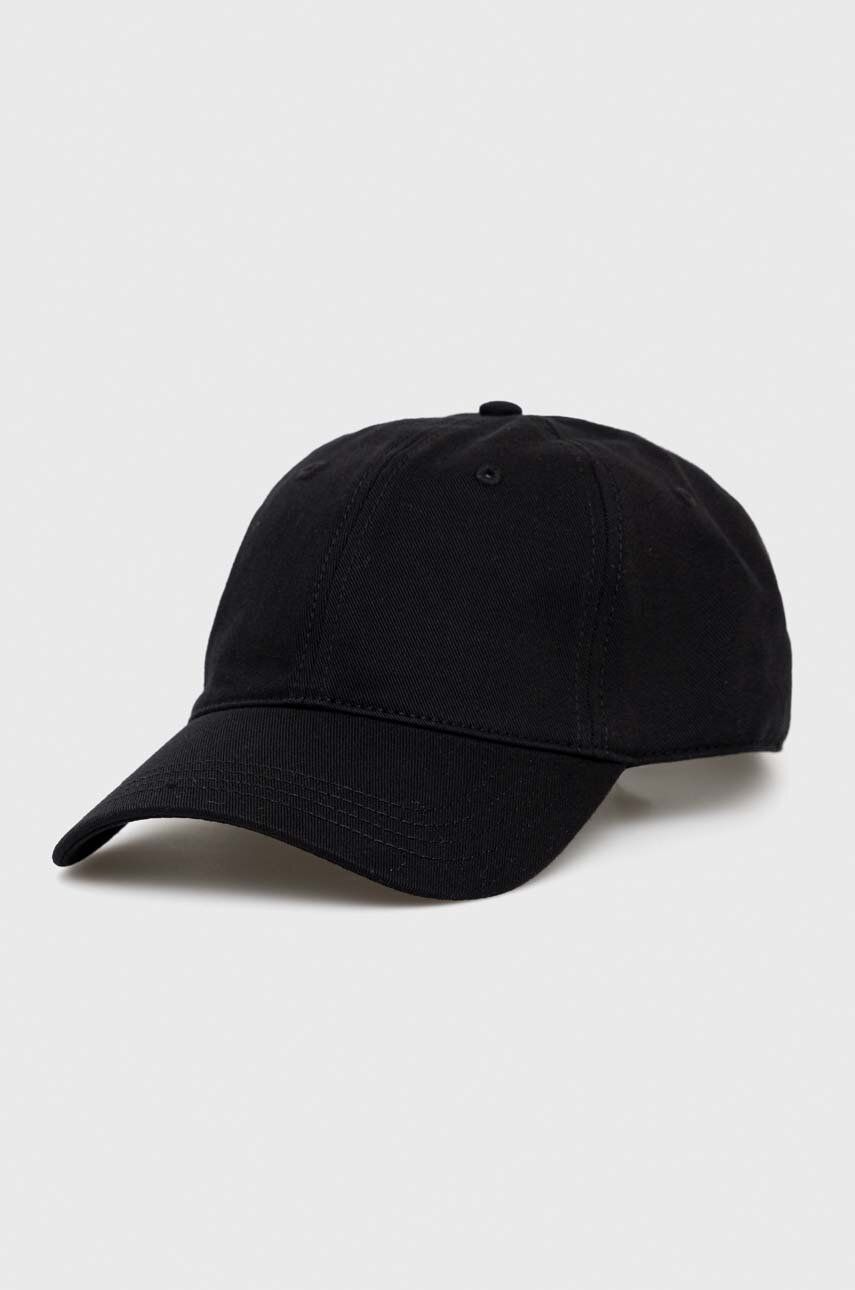 Levně Bavlněná baseballová čepice Lacoste černá barva