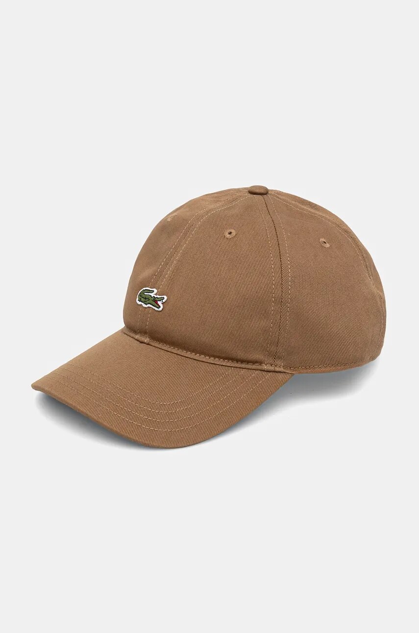 Lacoste sapca de baseball din bumbac culoarea maro, cu imprimeu