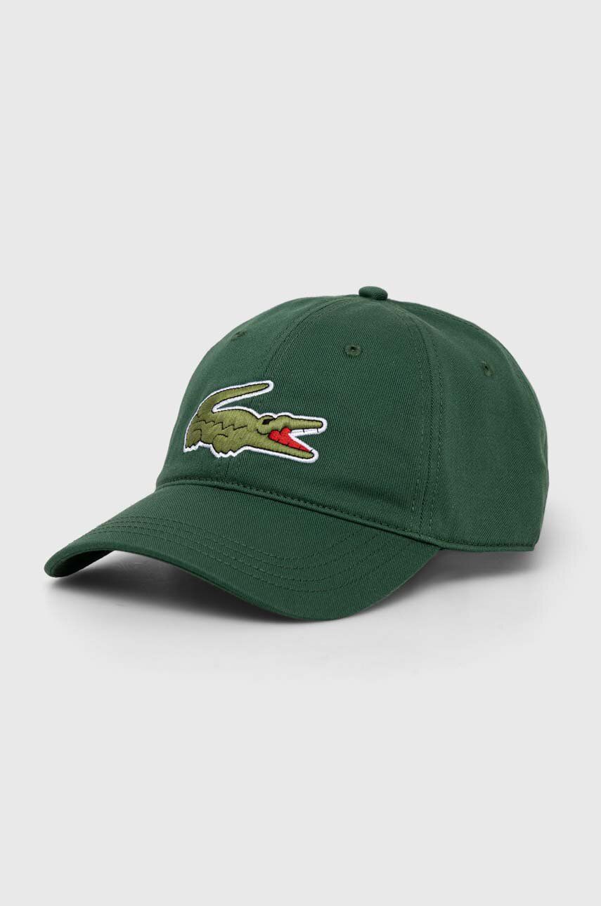 Lacoste șapcă de baseball din bumbac culoarea verde, cu imprimeu Accesorii imagine noua