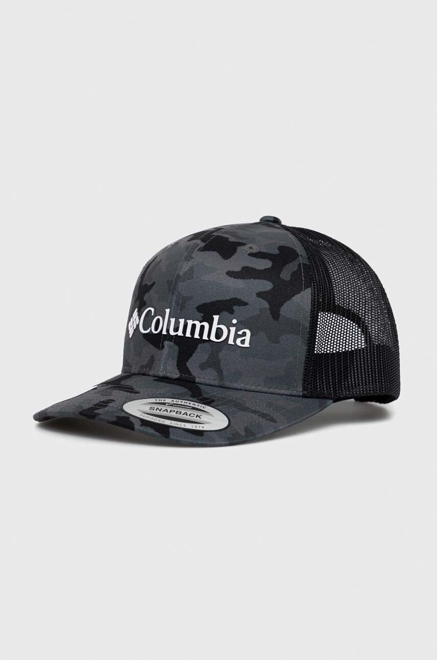 

Шапка с козирка Columbia в сиво с апликация, Сив