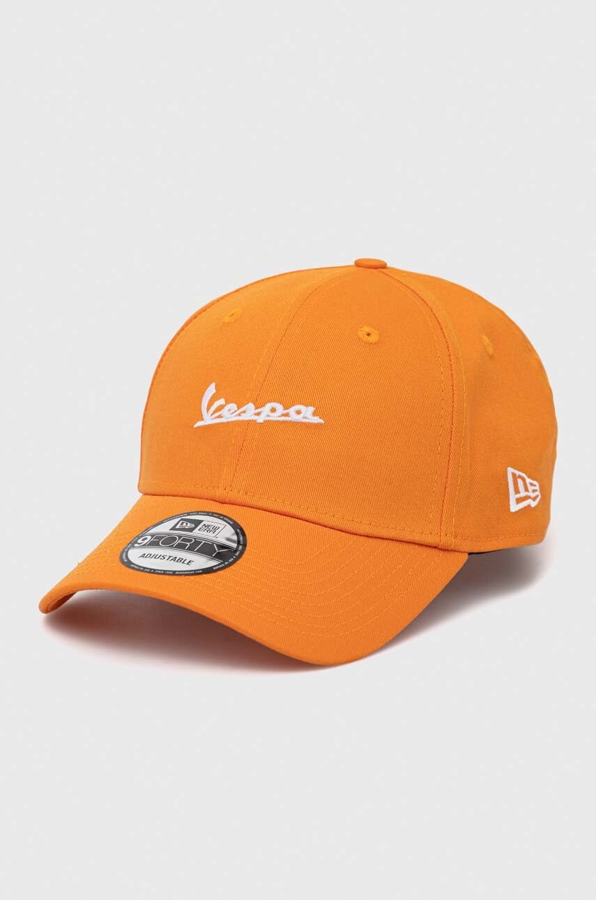 

Памучна шапка с козирка New Era в оранжево с десен VESPA, Оранжев
