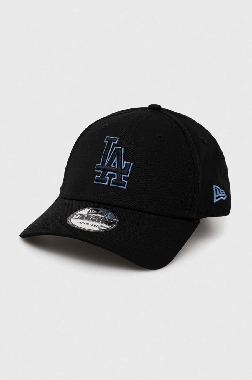 New Era șapcă de baseball din bumbac culoarea negru, cu imprimeu, LOS ANGELES DODGERS Accesorii imagine noua