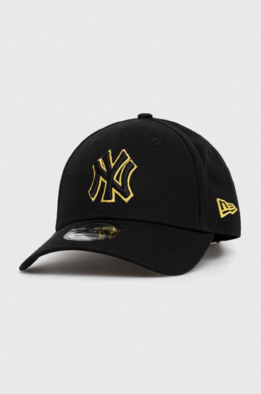 

Бавовняна бейсболка New Era колір чорний з аплікацією NEW YORK YANKEES