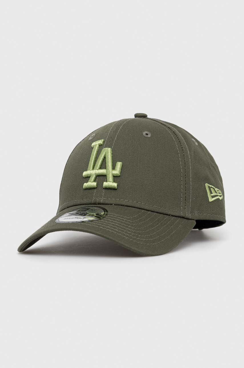 New Era șapcă de baseball din bumbac culoarea verde, cu imprimeu, LOS ANGELES DODGERS Accesorii imagine noua