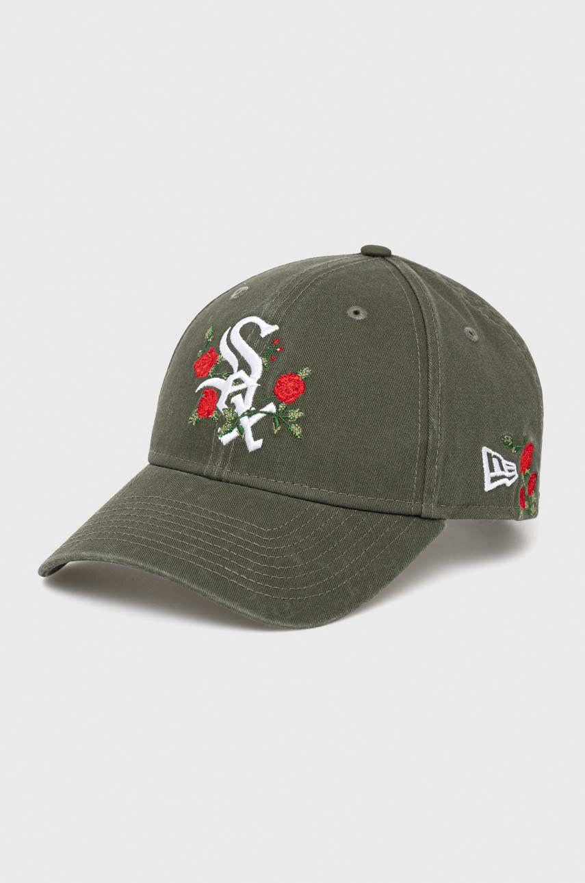 Bavlněná baseballová čepice New Era zelená barva, s potiskem, CHICAGO WHITE SOX - zelená -  100