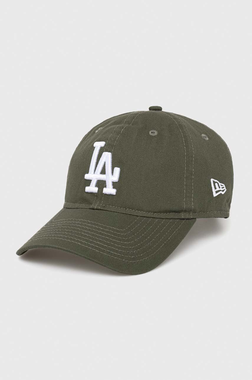 

Бавовняна бейсболка New Era колір зелений з аплікацією LOS ANGELES DODGERS