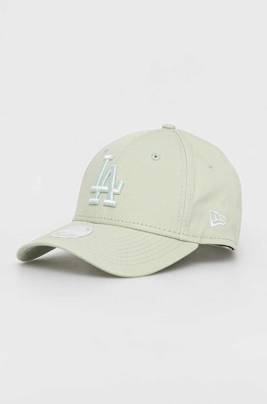

Бавовняна бейсболка New Era колір зелений однотонна LOS ANGELES DODGERS