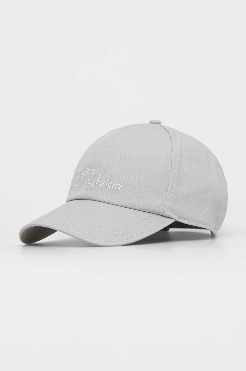 

Шапка с козирка Jack Wolfskin в сиво с апликация, Сив