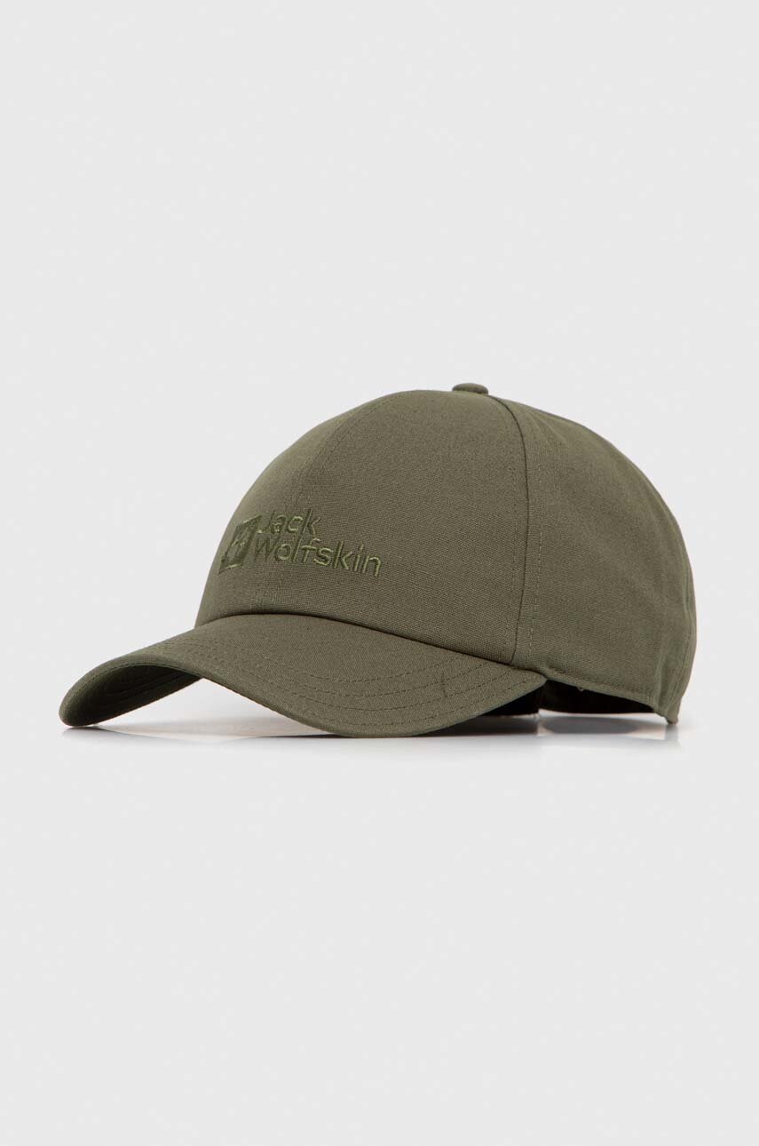 

Кепка Jack Wolfskin колір зелений з аплікацією