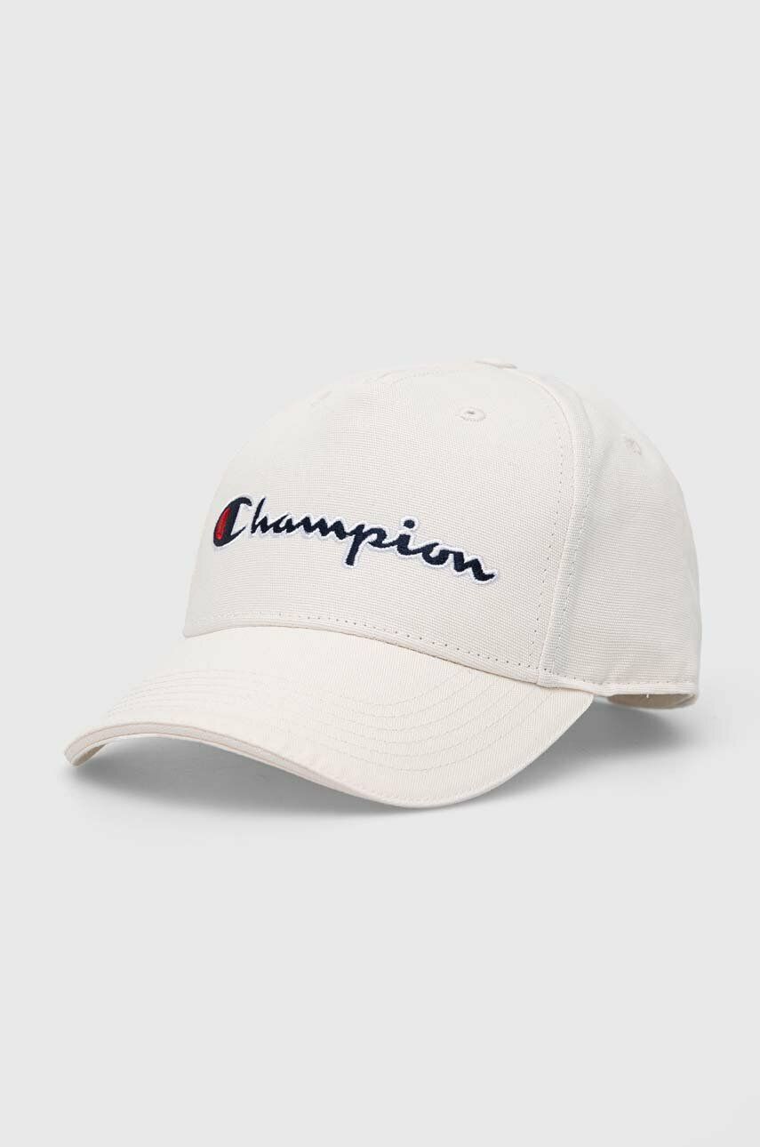 Levně Bavlněná baseballová čepice Champion bílá barva, s aplikací