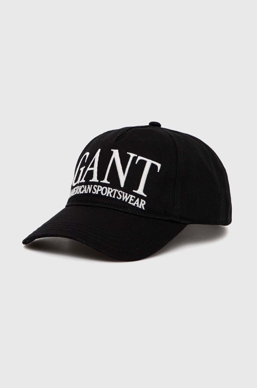 Bavlněná baseballová čepice Gant černá barva, s aplikací - černá -  100 % Bavlna