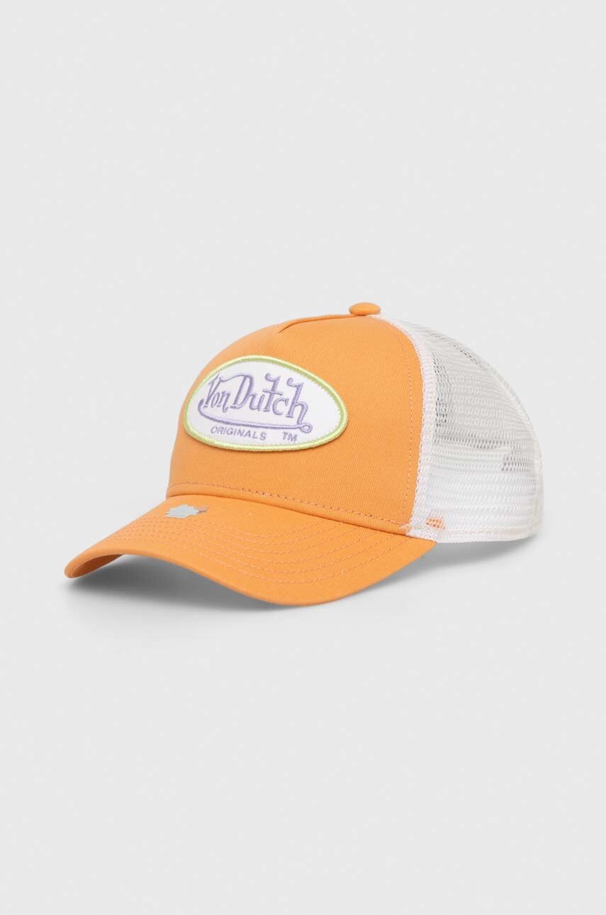 

Кепка Von Dutch колір помаранчевий з аплікацією