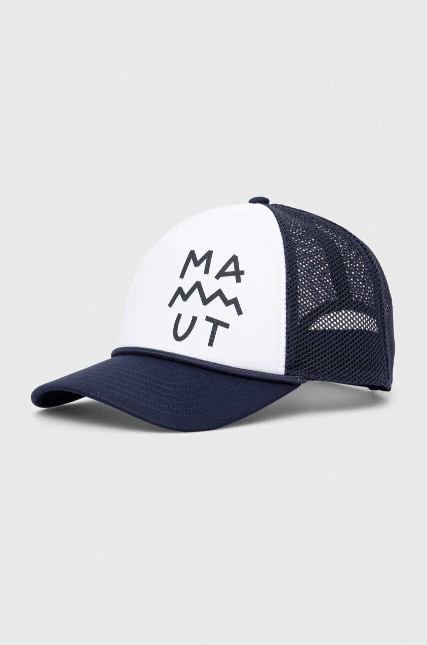 

Шапка с козирка Mammut Crag Lettering в бяло с принт, Бял