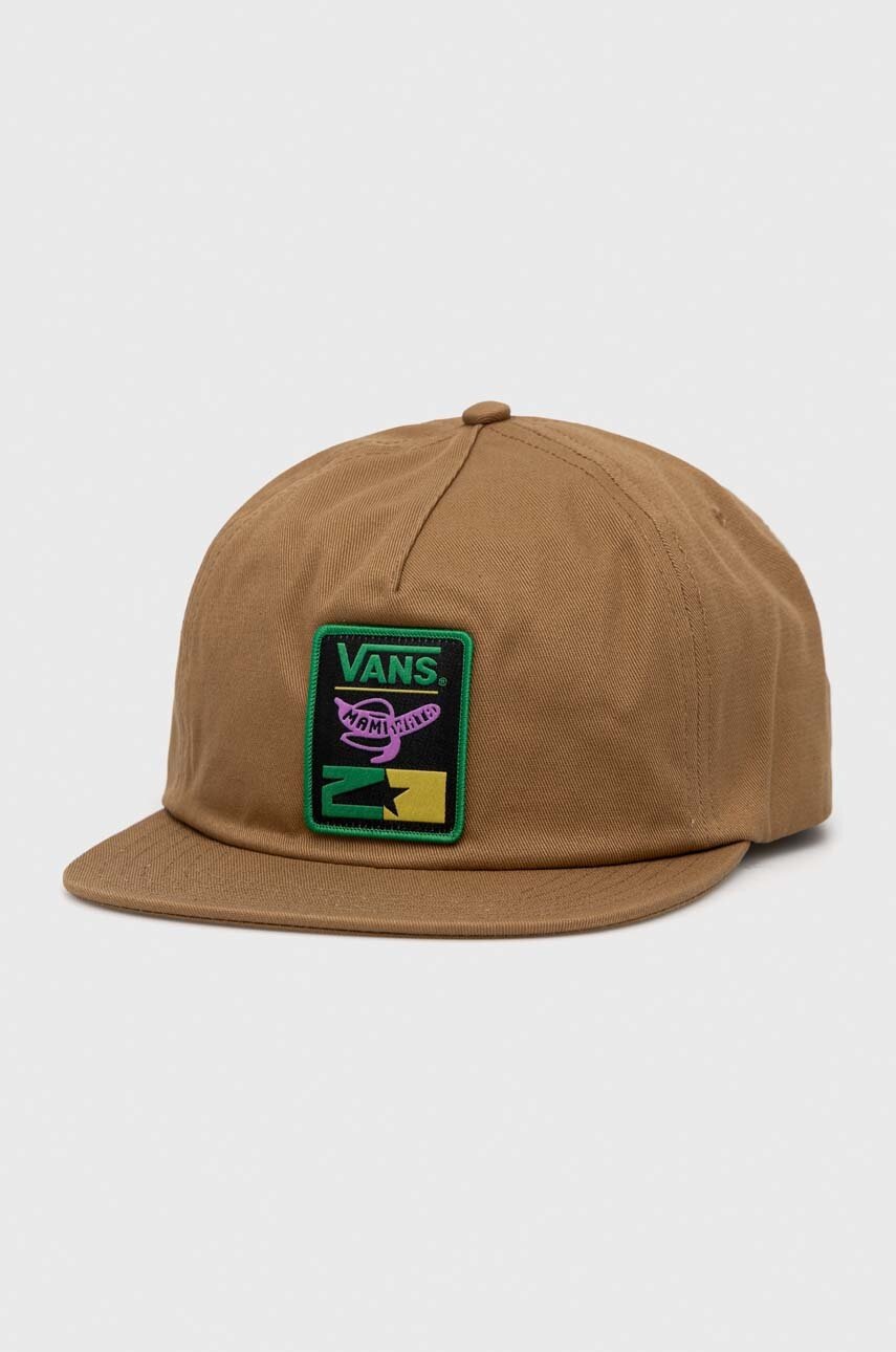 

Хлопковая кепка Vans цвет бежевый с аппликацией