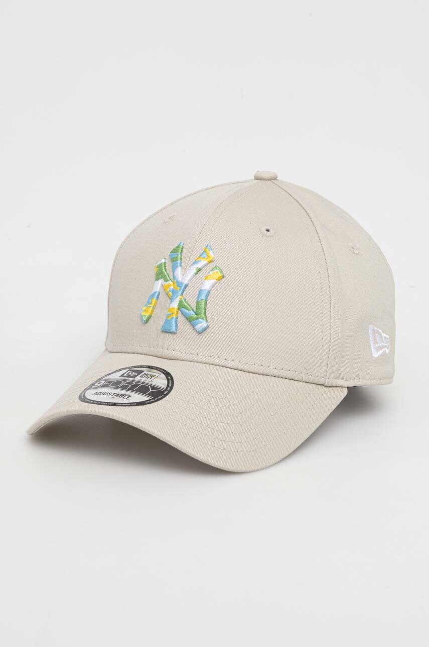 

Бавовняна бейсболка New Era колір сірий з аплікацією NEW YORK YANKEES