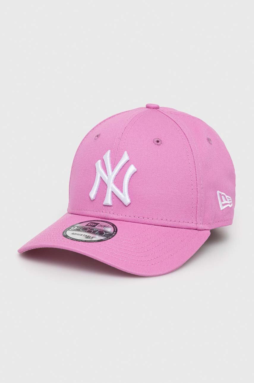

Хлопковая кепка New Era цвет розовый с аппликацией NEW YORK YANKEES