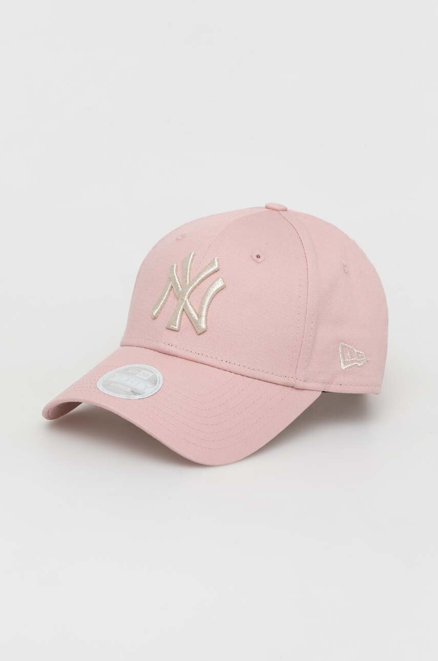 

Хлопковая кепка New Era цвет розовый с аппликацией NEW YORK YANKEES