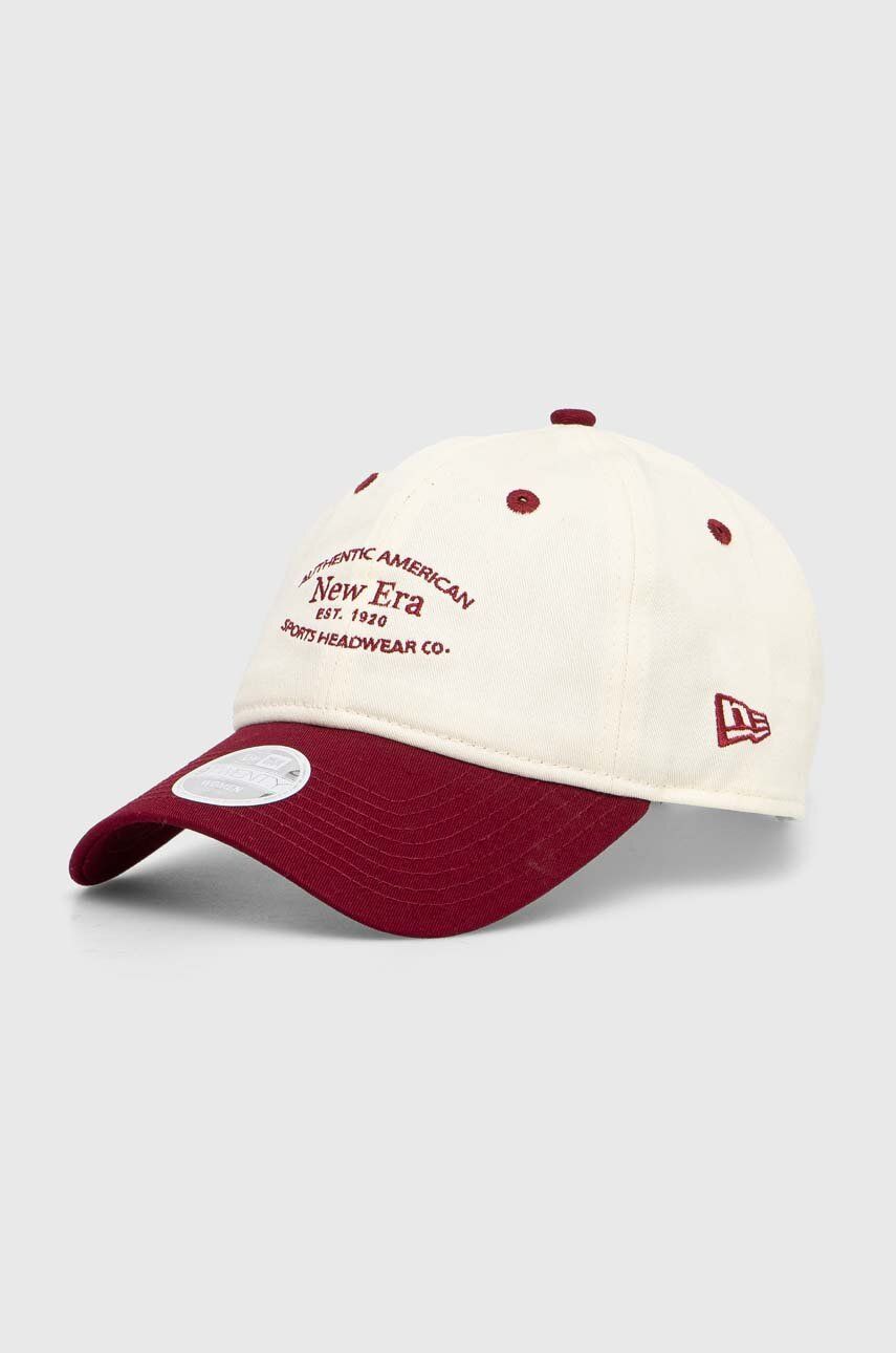 New Era șapcă de baseball din bumbac culoarea bordo, cu imprimeu