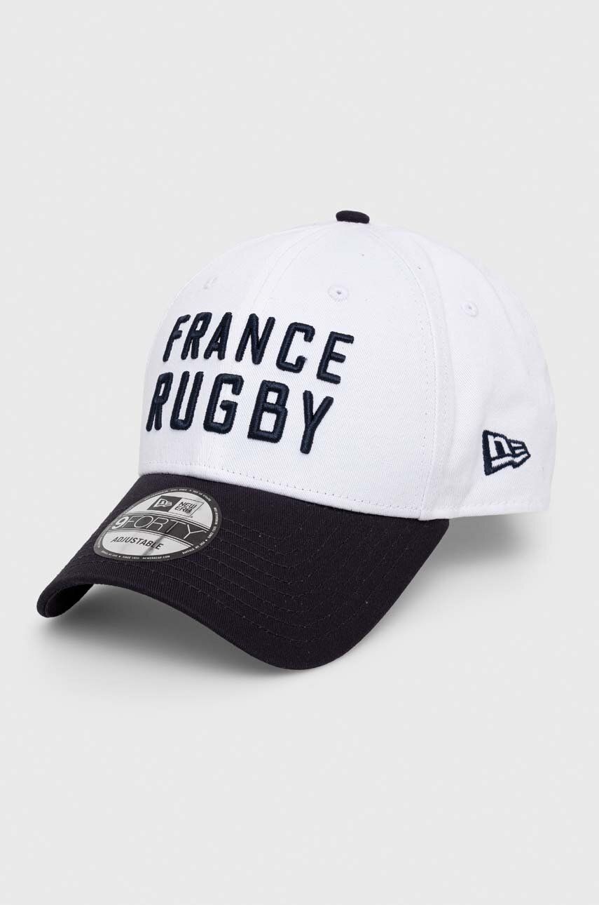 Bavlněná baseballová čepice New Era bílá barva, s aplikací, FRENCH FEDERATION OF RUGBY - bílá - 