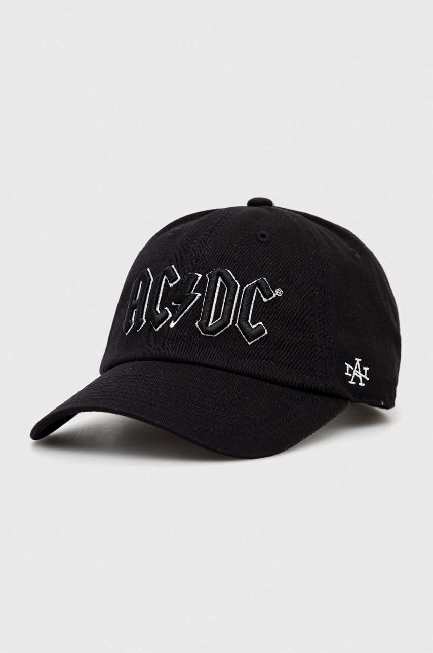 Bavlněná baseballová čepice American Needle ACDC černá barva, s aplikací - černá -  100 % Bavln
