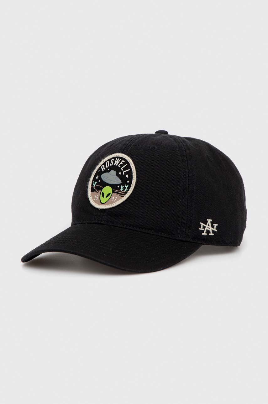 Levně Bavlněná baseballová čepice American Needle Roswell New Mexico černá barva, s aplikací