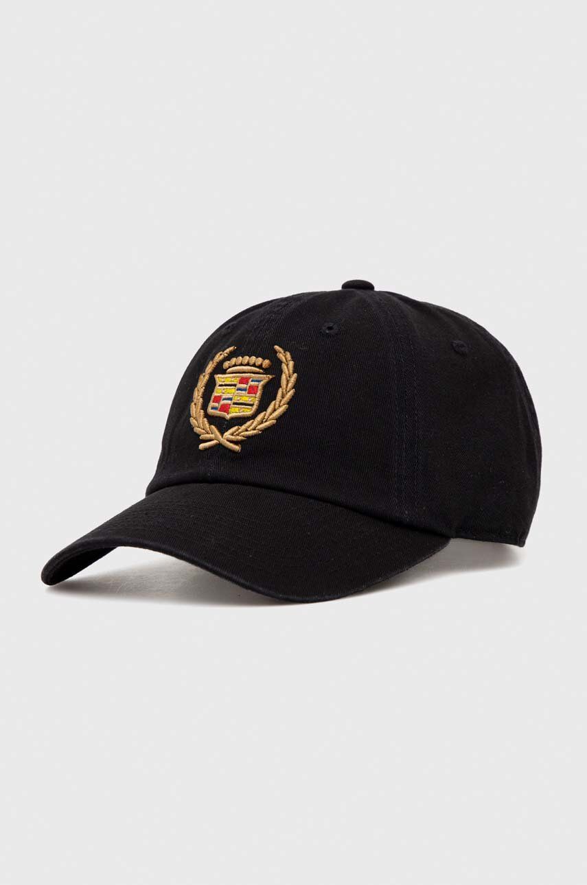 Levně Bavlněná baseballová čepice American Needle Cadillac černá barva, s aplikací
