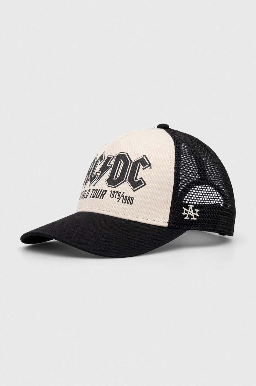 American Needle șapcă de baseball din bumbac ACDC culoarea bej, cu imprimeu