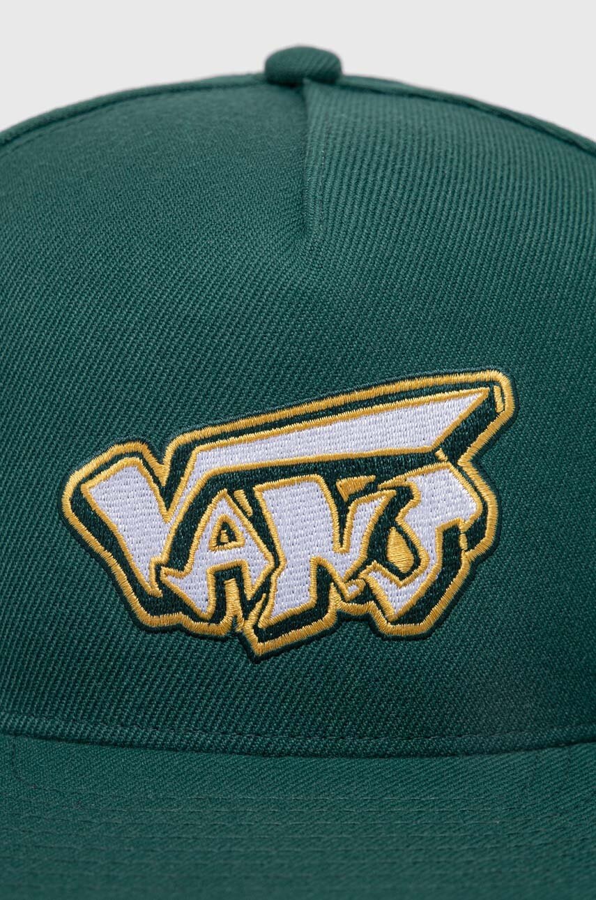 

Шапка с козирка с вълна Vans в зелено с апликация, Зелен