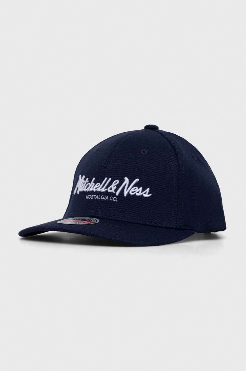 Čepice s vlněnou směsí Mitchell&Ness tmavomodrá barva, s aplikací - námořnická modř - 82 % Akryl