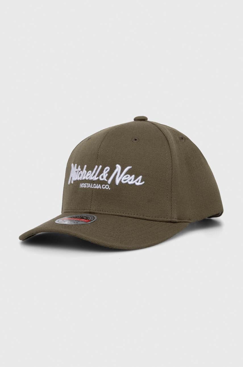 Čepice s vlněnou směsí Mitchell&Ness zelená barva, s aplikací