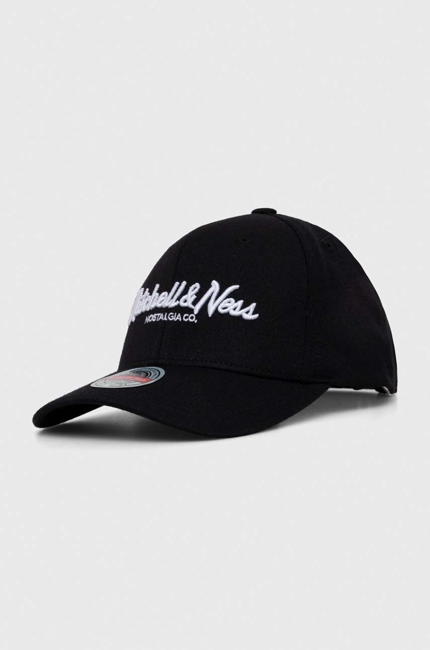 Čepice s vlněnou směsí Mitchell&Ness černá barva, s aplikací - černá - 82 % Akryl