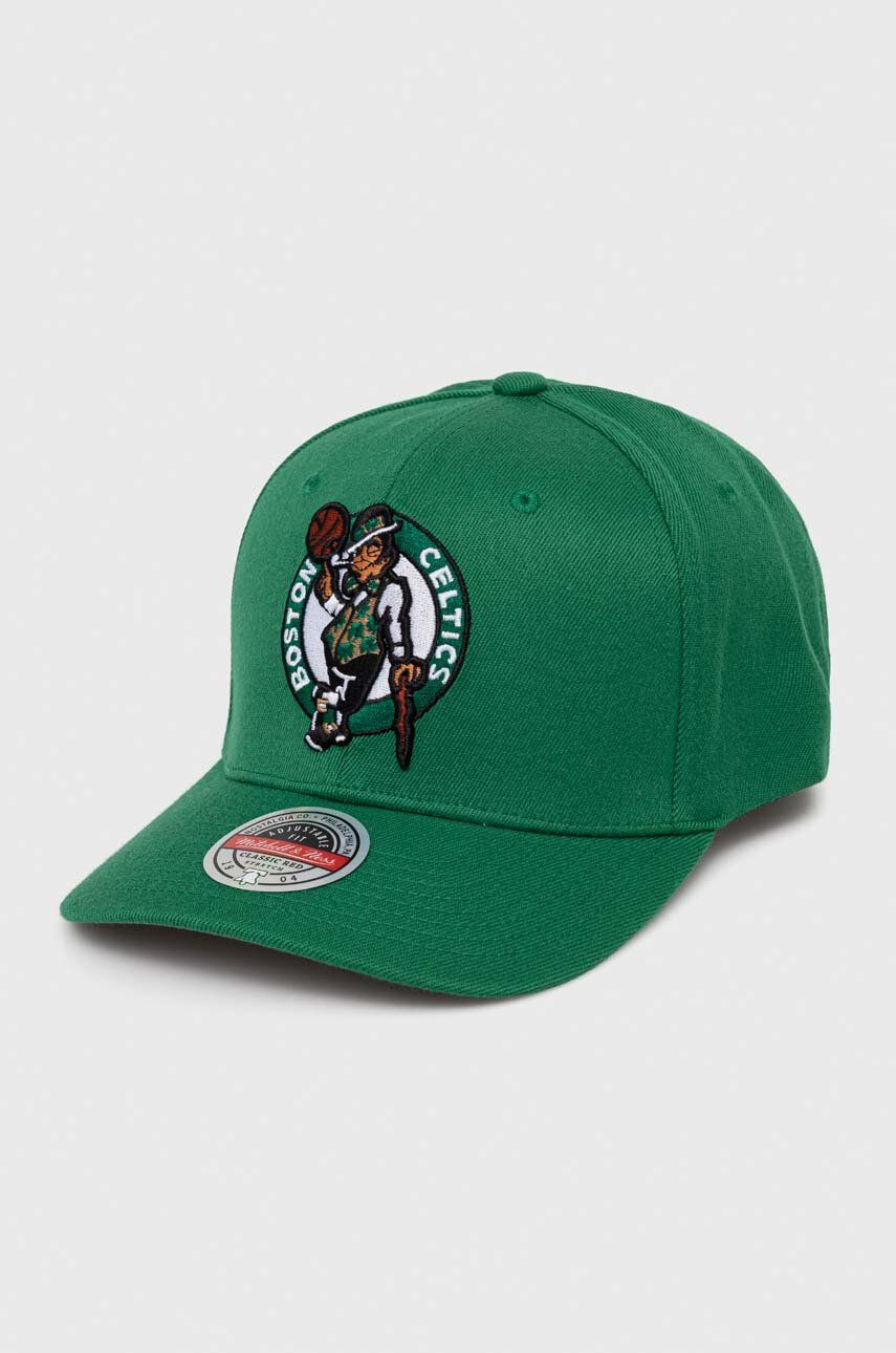 Mitchell&Ness șapcă din amestec de lână Boson Celtics culoarea verde, cu imprimeu