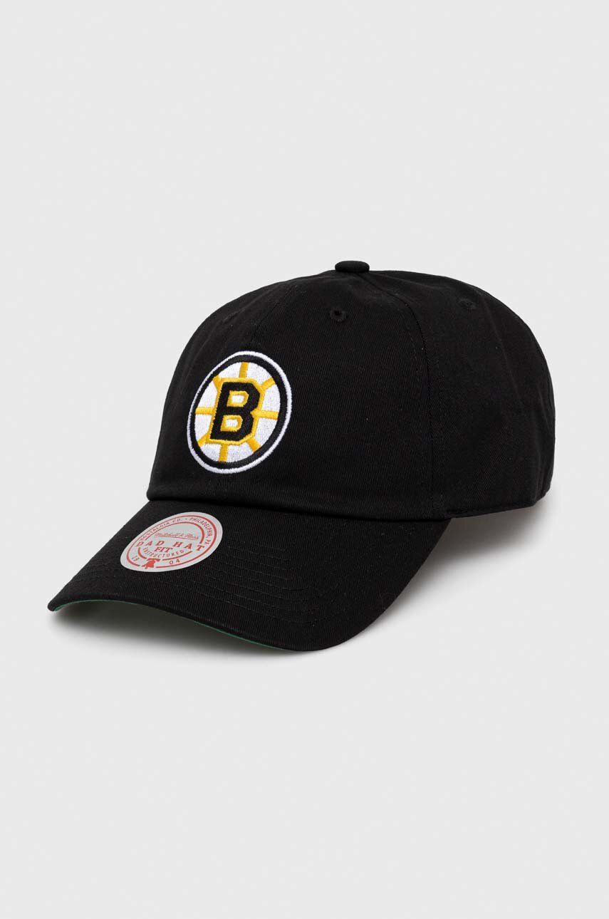 Bavlněná baseballová čepice Mitchell&Ness Boston Briuns černá barva, s aplikací - černá -  100 