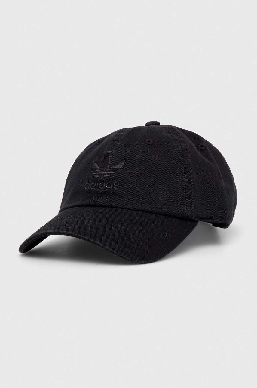 adidas Originals șapcă de baseball din bumbac culoarea negru, neted