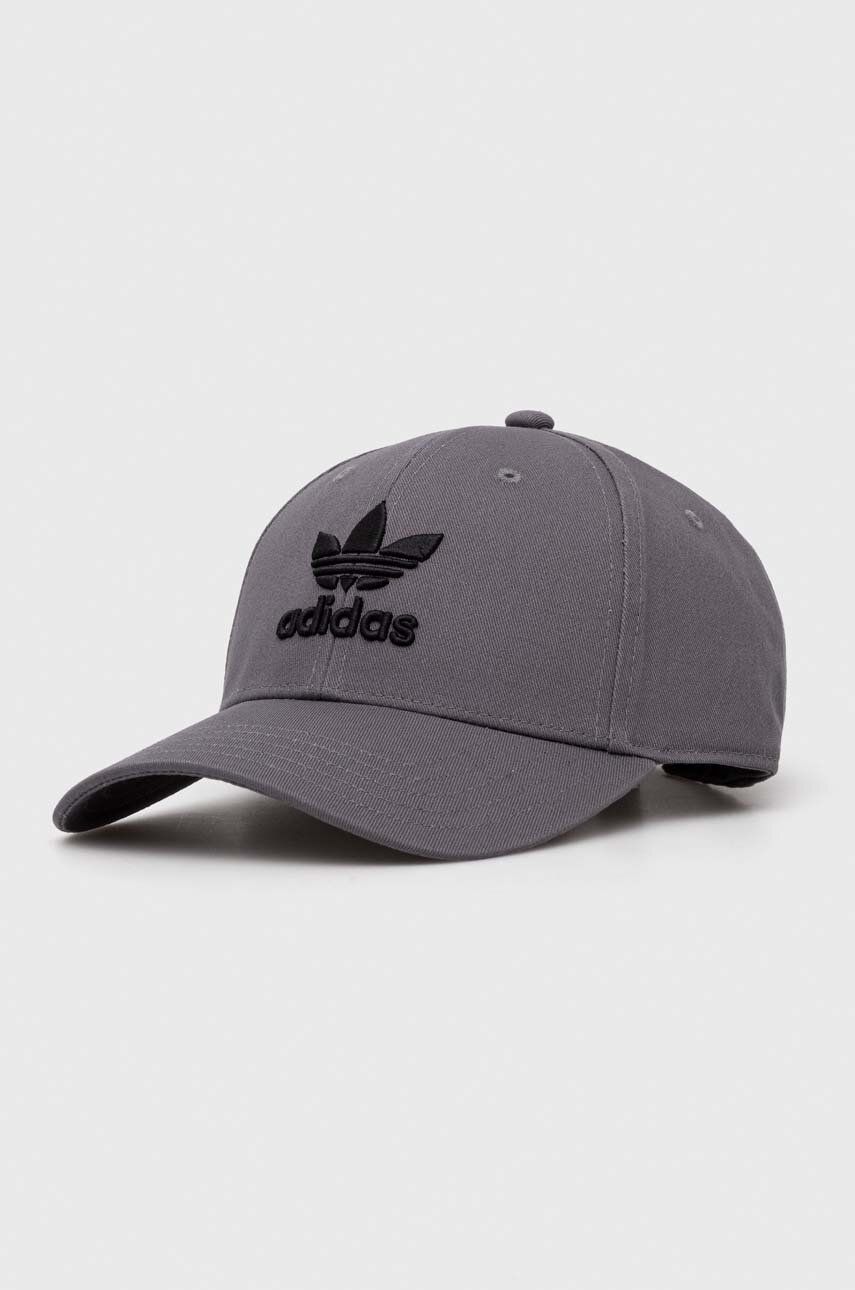 Bavlněná baseballová čepice adidas Originals šedá barva, s aplikací - šedá - Hlavní materiál: 100 % 