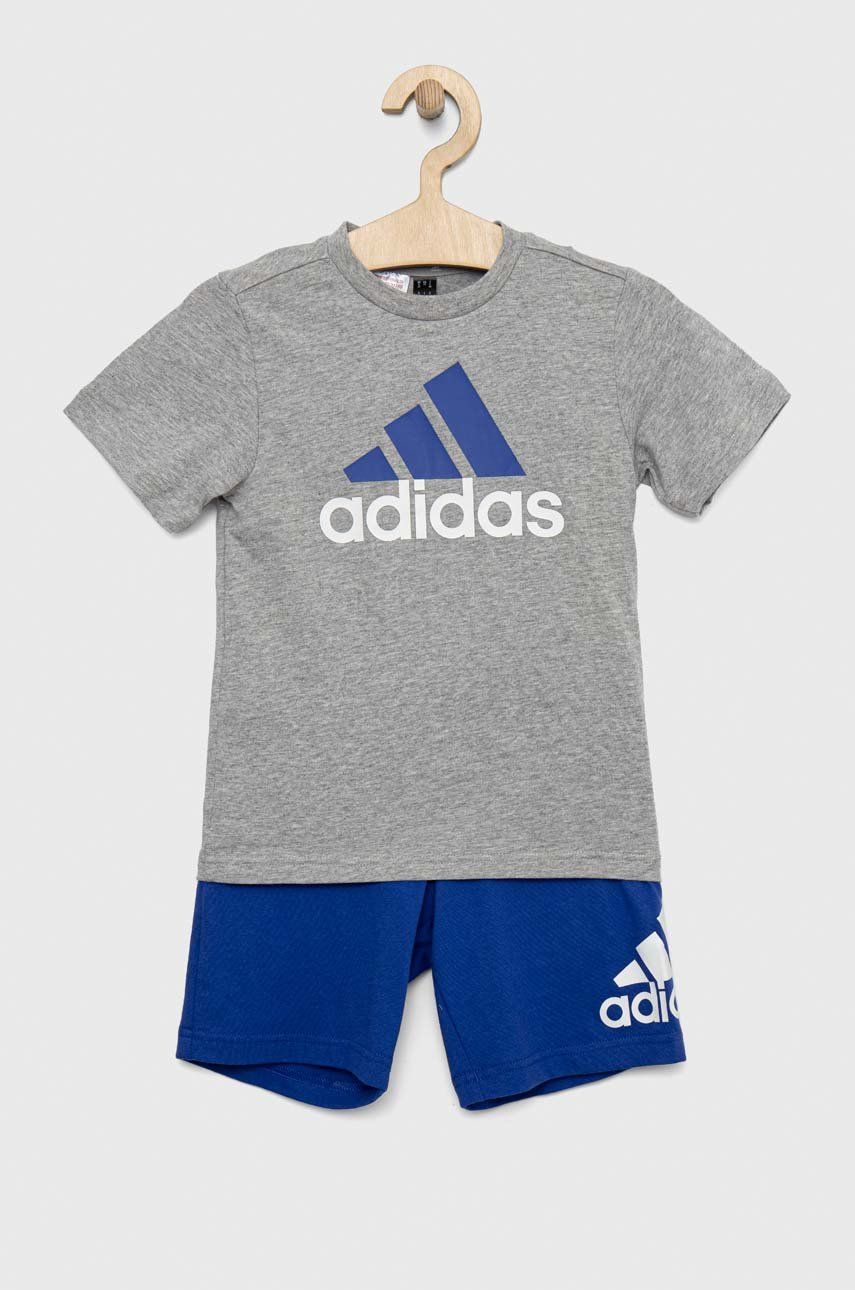 Adidas set de bumbac pentru copii LK BL CO T culoarea gri