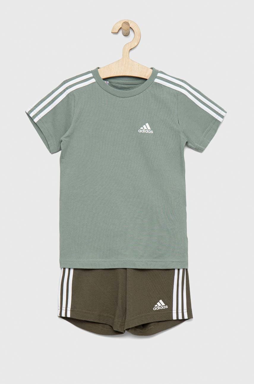 Adidas set de bumbac pentru copii i 3s sport culoarea verde