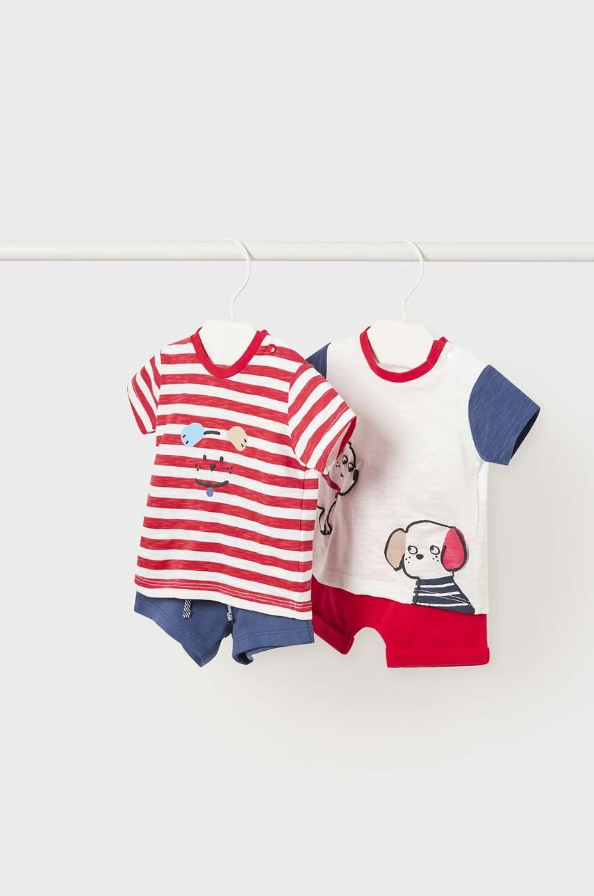 E-shop Dětská bavlněná souprava Mayoral Newborn červená barva