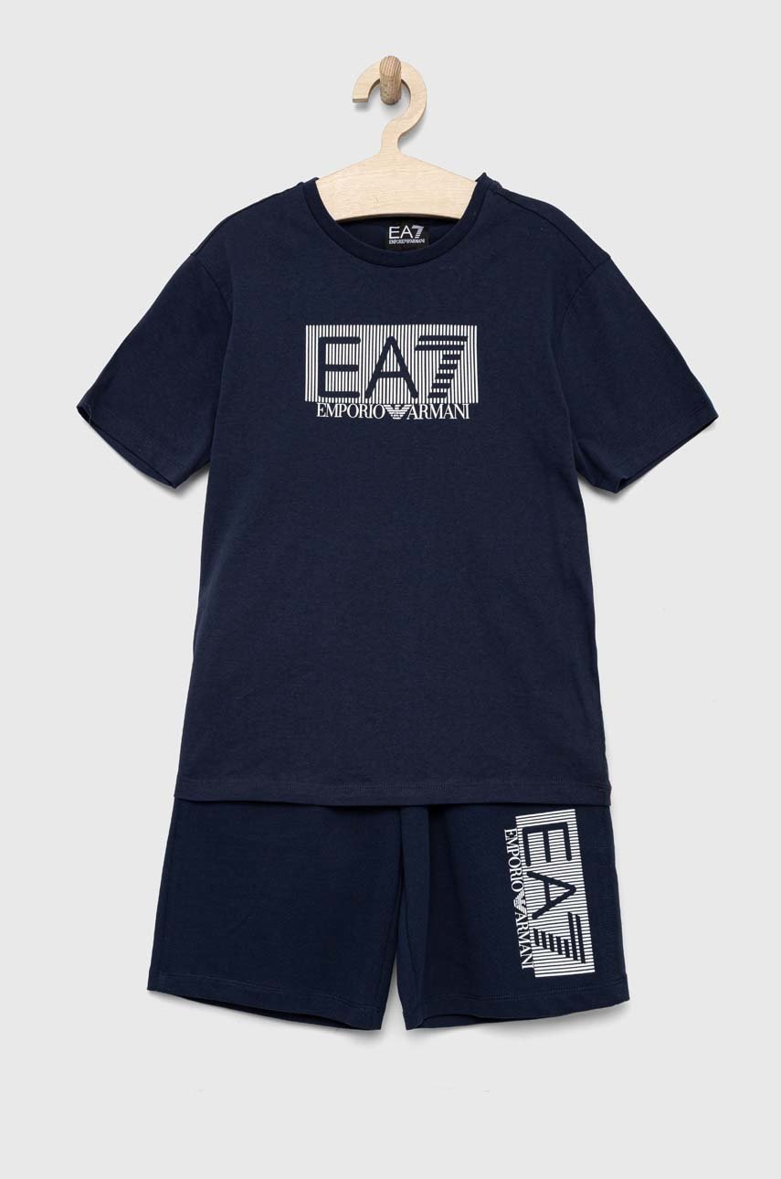 

Детский комплект из хлопка EA7 Emporio Armani цвет синий
