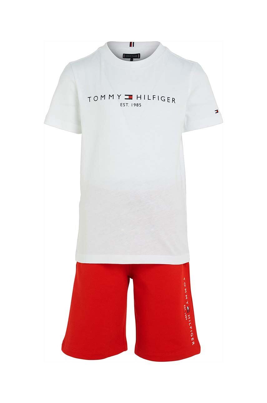 Dětská bavlněná souprava Tommy Hilfiger červená barva - červená -  100 % Bavlna