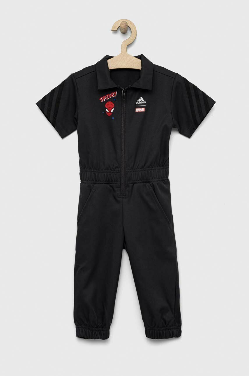 Dětský overal adidas LB DY SM x Marvel černá barva - černá -  100 % Recyklovaný polyester